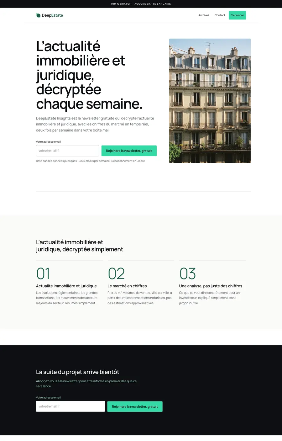Vue d'ensemble de la page d'accueil de deepestate.fr